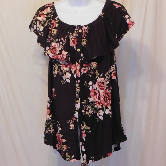 white birch Tops - White Birch, Purple Floral Women's Top NWT Large